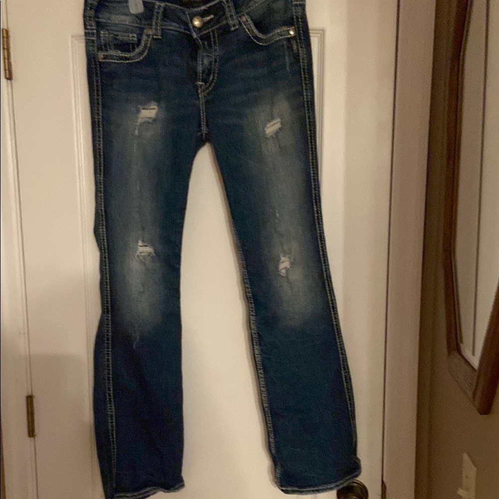 Silver Jeans Blue Boot Cut with Distinctive Stitching - Picture 2 of 5